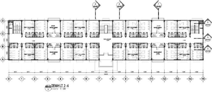 Desain rumah kos 50 kamar