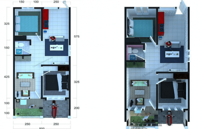 Desain rumah minimalis 6x10 dengan mushola