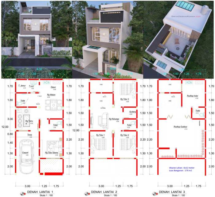 Desain rumah luas tanah 66m2