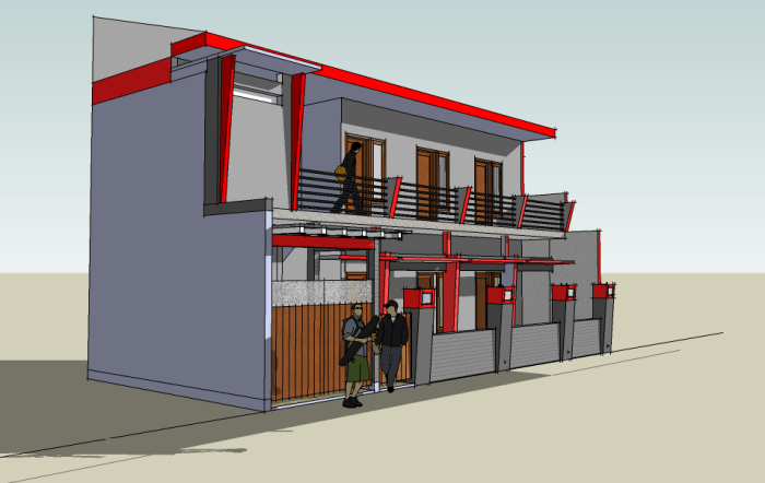 Desain rumah kost menengah