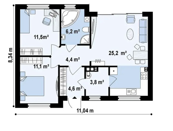 Desain rumah luas 66 full bangunan